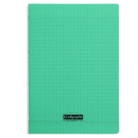 Cahier polypro - 24 x 32 cm - Calligraphe - 96 pages grand carreaux - Vert