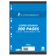 Copies doubles grands carreaux Conquérant - 200 pages perforées - Blanc - A4 21 x 29,7 cm - 70 gr