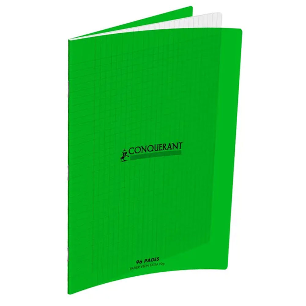 Conquérant Classique - Cahier polypro 24 x 32 cm - 96 pages - grands carreaux (Seyes) - Vert