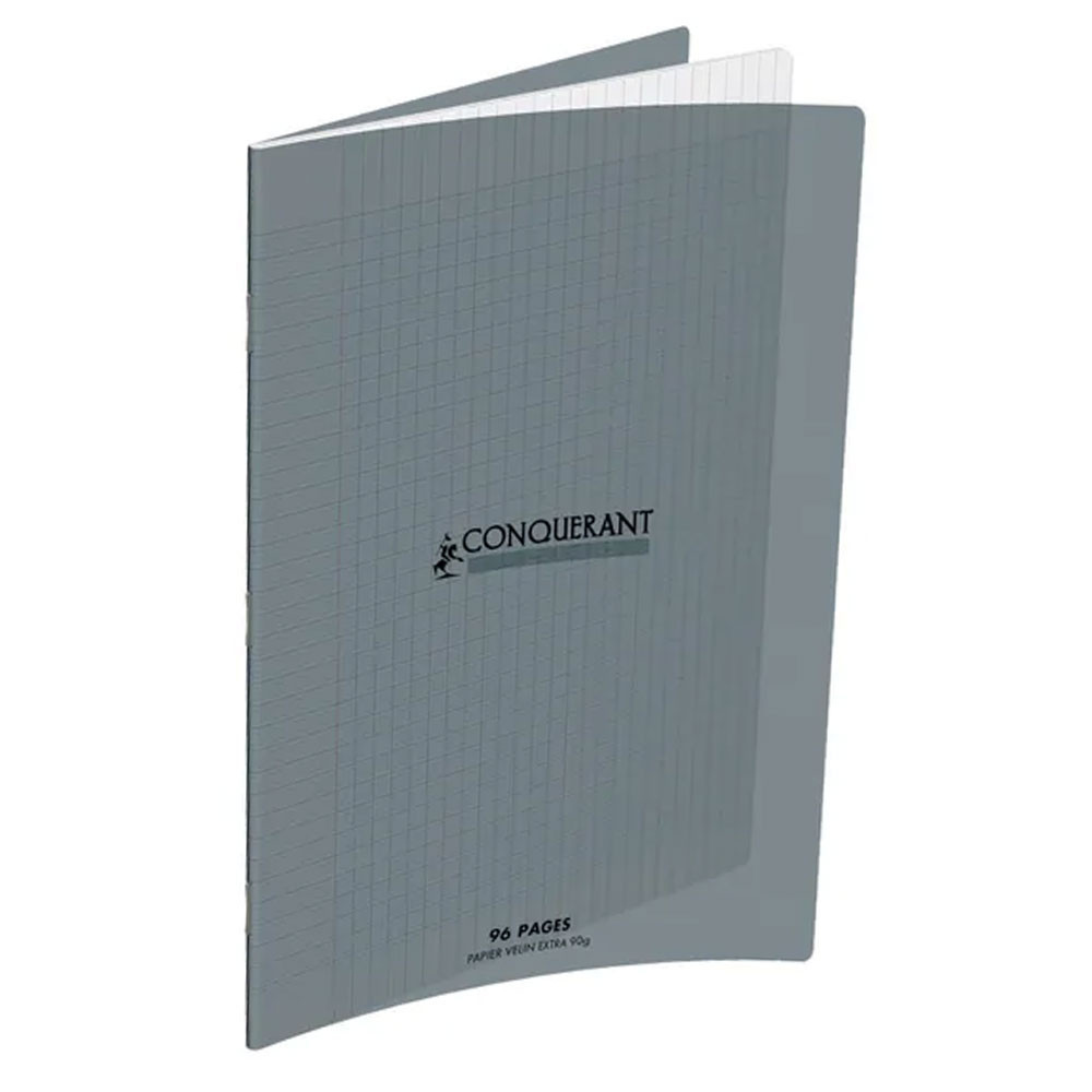 Conquérant Classique - Cahier polypro 24 x 32 cm - 96 pages - grands carreaux (Seyes) - Gris