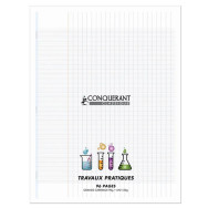 Conquérant Classique - Cahier polypro de travaux pratiques (TP) - 24 x 32 cm - 96 pages - grands carreaux (Seyes)- transparent