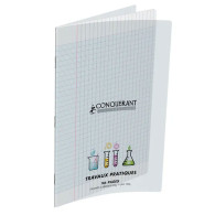 Conquérant Classique - Cahier polypro de travaux pratiques (TP) - A4 (21x29,7cm) - 96 pages - grands carreaux- transparent