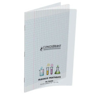 Conquérant Classique - Cahier polypro de travaux pratiques (TP) - A4 (21x29,7cm) - 96 pages - grands carreaux- transparent