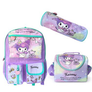 Pack scolaire Kuromi - Sweet & Magic Pastel - 3 Pièces -Sac à Roulettes & Sac Repas & Trousse - KUR01