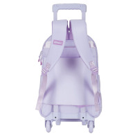Sac à dos scolaire à roulettes - Motif floral violet pastel- P25G7-3157A
