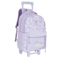 Sac à dos scolaire à roulettes - Motif floral violet pastel- P25G7-3157A