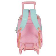 Sac à dos scolaire à roulettes - Vert menthe et rose poudré Pastel Floral - P25G3-3157A