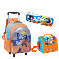 Pack scolaire - Naruto - Orange -3 Pièces -Sac à Roulettes & Sac Repas & Trousse- NAR01
