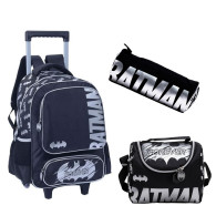 Pack Scolaire  Batman Forever -3 Pièces -Sac à Roulettes & Sac Repas & Trousse - BTM785