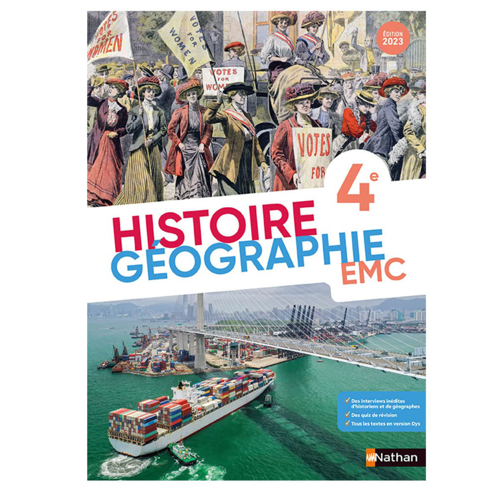 Histoire Géographie EMC 4e - Manuel - Ed 2023 - Livre