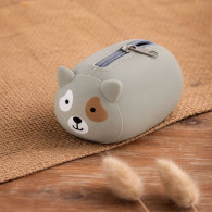 Porte monnaie en silicone animales - Chien -Grise