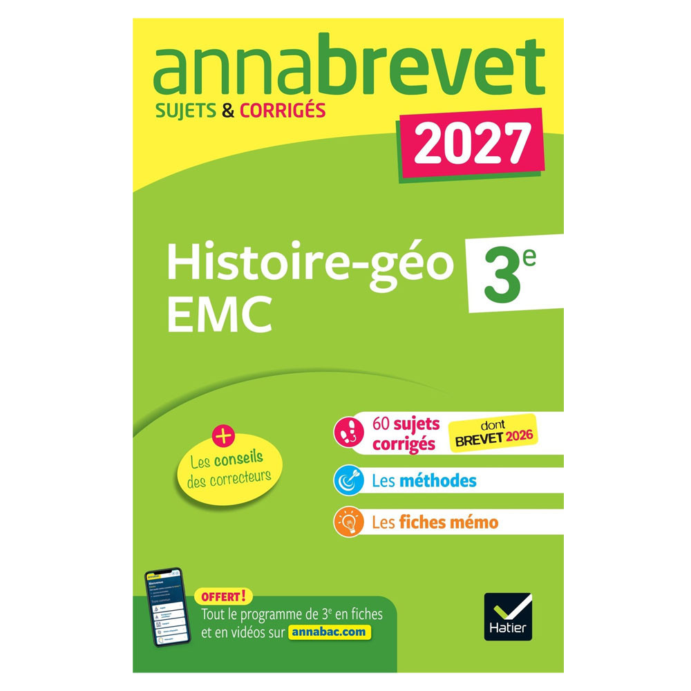Annales du brevet 2027 - Annabrevet Histoire-géographie EMC 3e