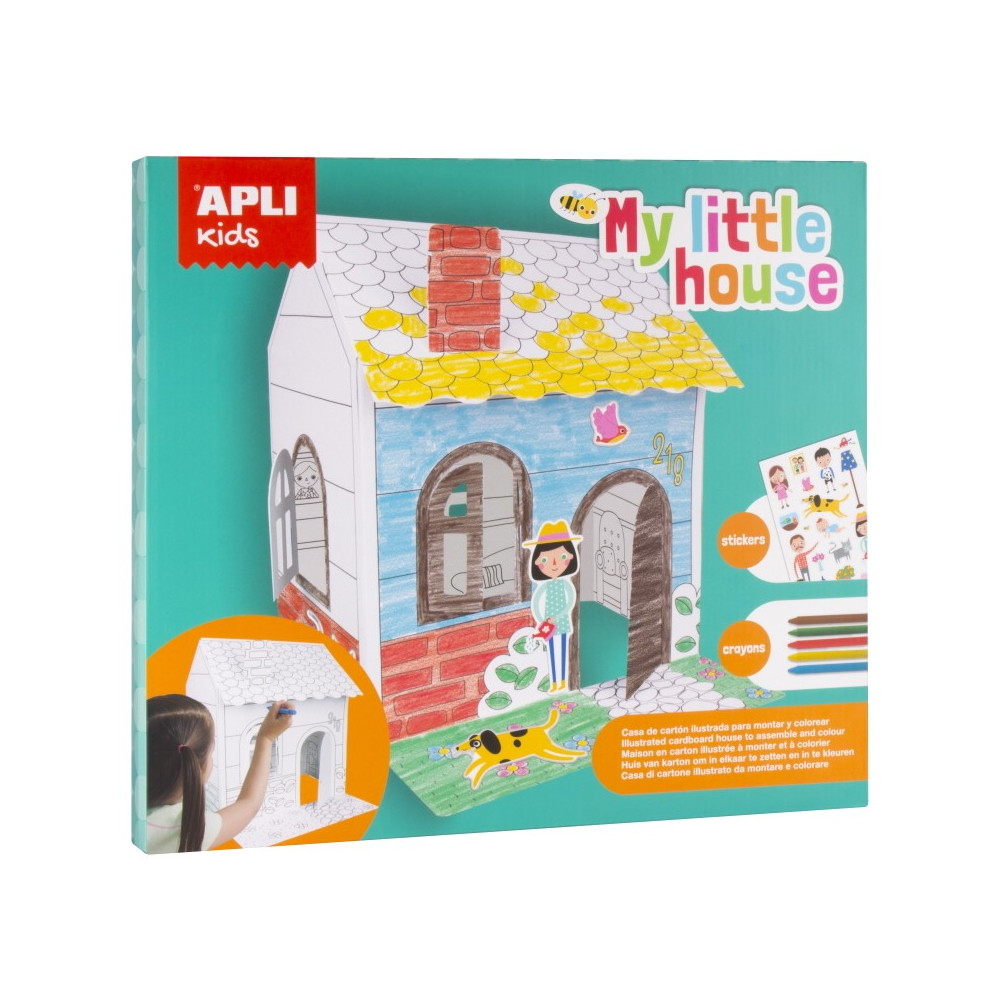 Maison à construire avec gommettes et crayons