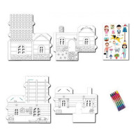 Maison à construire avec gommettes et crayons