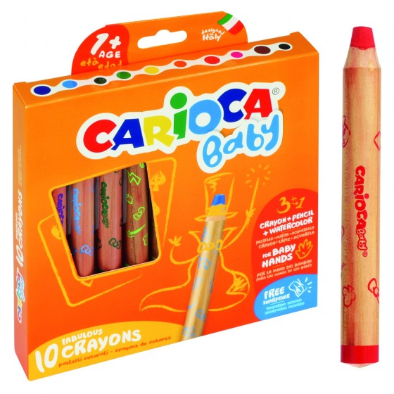 Crayon de couleur GENERIQUE Omyacolor - Craie A La Cire Bebe Incassable + 2  Taille Crayons - Boite De 40