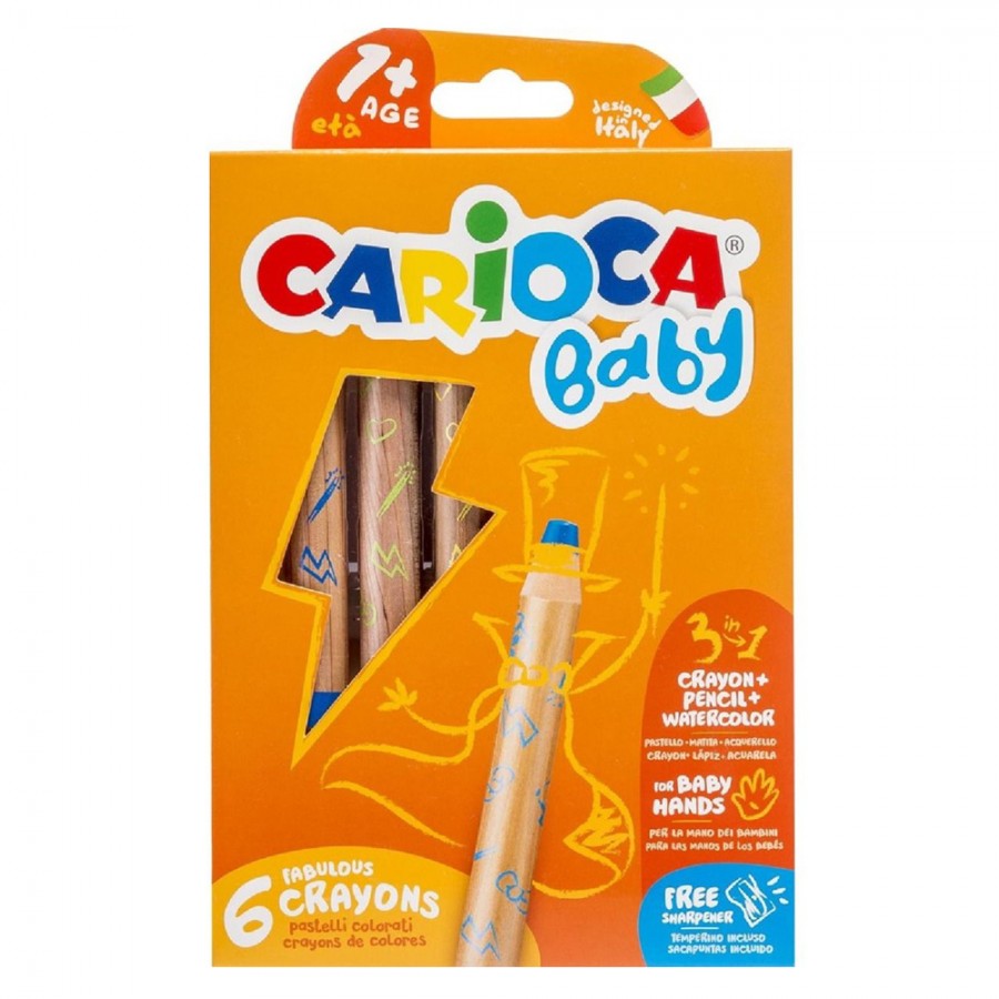 Crayon de couleur GENERIQUE Omyacolor - Craie A La Cire Bebe Incassable + 2  Taille Crayons - Boite De 40