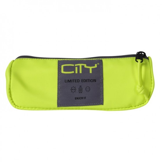 Trousse CITY à éclair en satin - Jaune