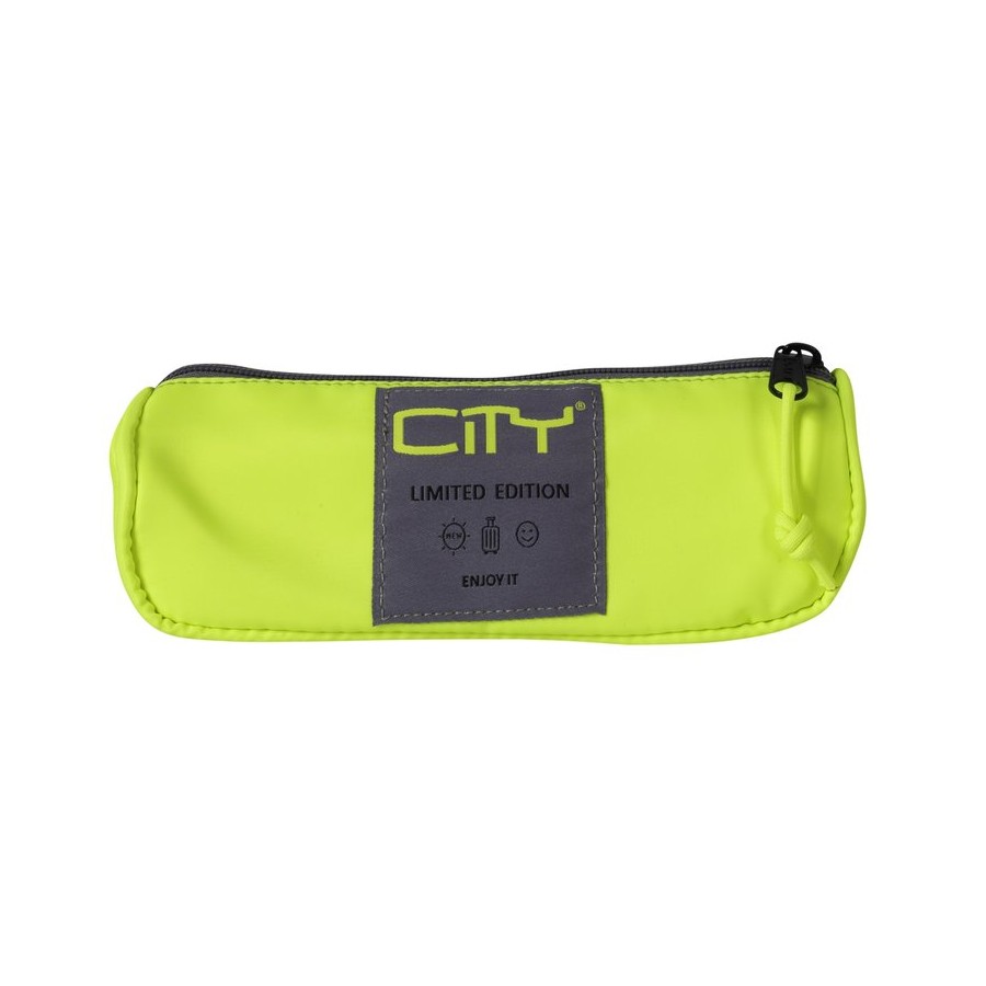 Trousse CITY à éclair en satin - Jaune