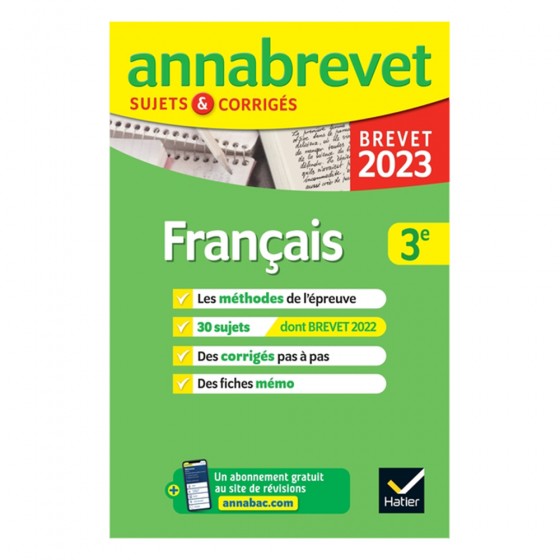 Annales du brevet Annabrevet 2023 Français 3e...