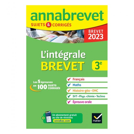 Annales du brevet Annabrevet 2023 L'intégrale...