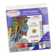 Set 24 Crayons de Couleur et 120 Mandalas Alpino Color Experience