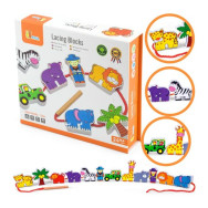 Jouet en bois. Blocs - animaux du zoo