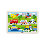 Puzzle sur un bloc 24 éléments - véhicules dans la ville