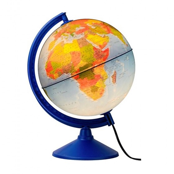 Globe terrestre de design 25 cm lumineux textes en anglais ANGLO CHROME