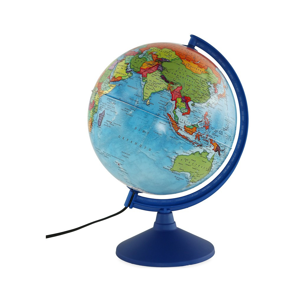 Globe Lumineux 30 Cm Bleu - Double Cartographie - Kit à Monter - Décoration Bureau/Maison