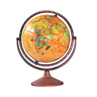 Globe Terrestre Exerz 14cm - Carte En Français - Style Vintage Avec Support Bronze - Éducatif Et Décoratif