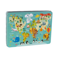Puzzle La carte du monde - Boite métal