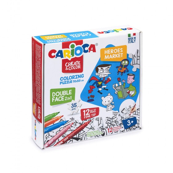 Puzzle et marqueurs de coloriage - Carioca...