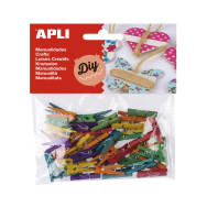 Sachet de 45 mini pinces en bois couleurs assorties