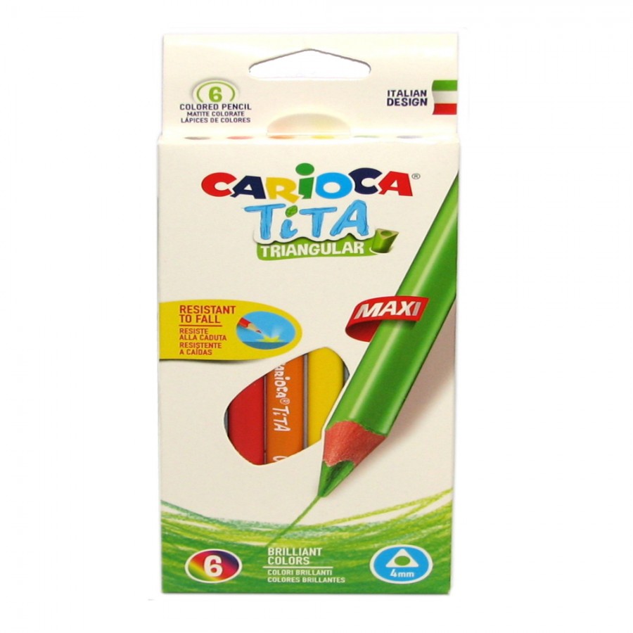 6 pcs Crayons Carioca Tita maxi triangulaire couleurs assorties