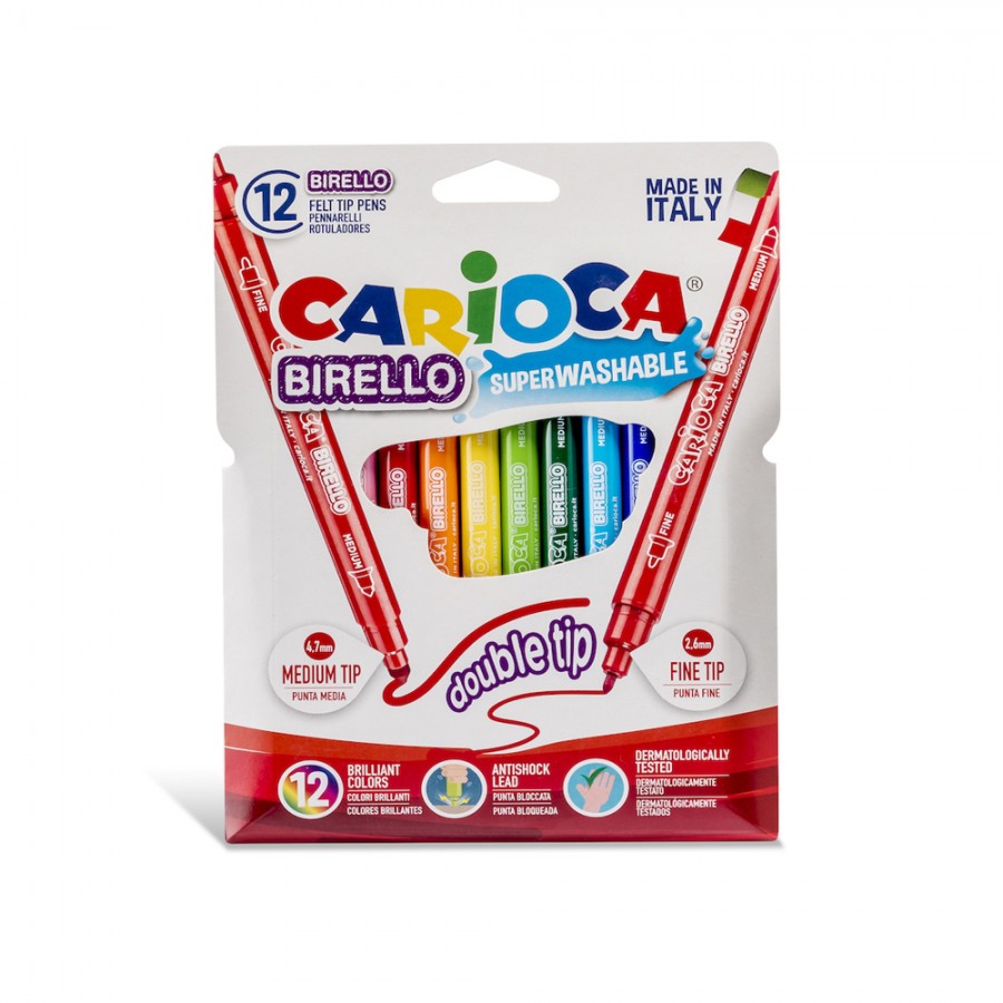 Feutres Carioca Baby - 12 couleurs - Feutres pointes larges - 10