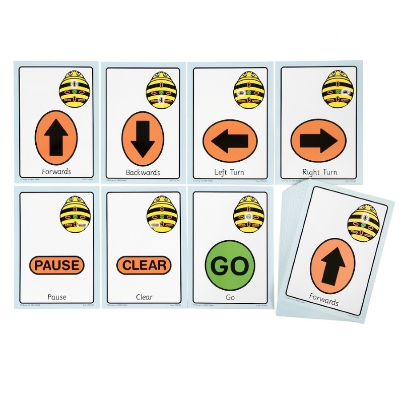 l'enfant visualise le trajet que doit faire Bee-Bot sur le tapis divisé en cases