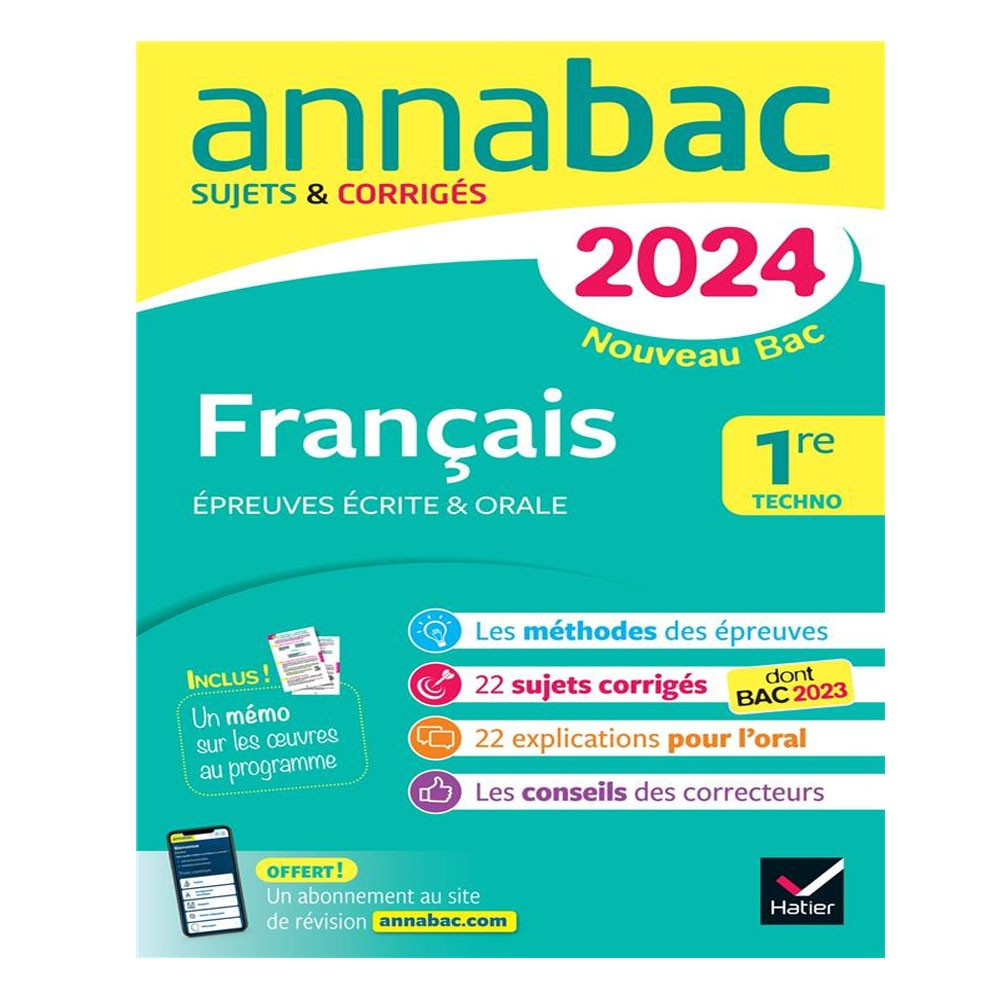 Annabac- Français 1re techno - Sujets & corrigés (2024)