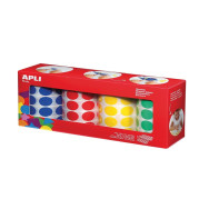 Ensemble 4 rouleaux gommettes rondes 20 mm en couleurs assorties