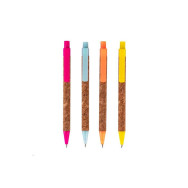 Stylo à corps en liège Fluor, couleurs assorties