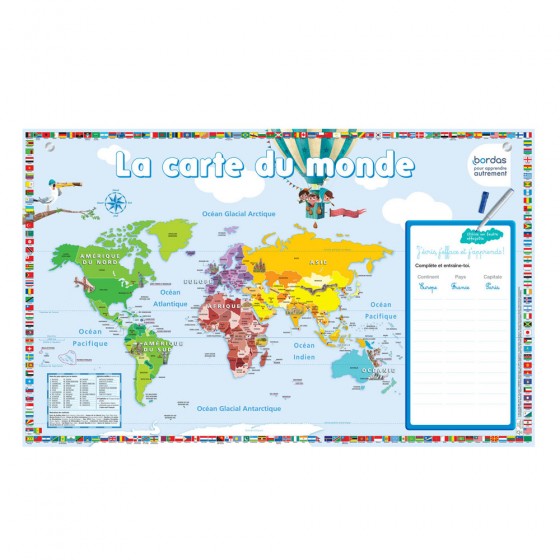 La carte du monde - Avec une zone effaçable...