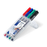 Pochette de 4 feutres Lumocolor non-permanent pointe fine 0,6mm assortis