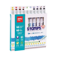 10 Feutres de coloriage - Encre lavable - Double pointe avec tampon