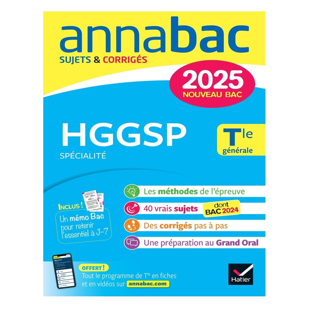 Annabac - HGGSP spécialité Tle générale - Sujets & Corrigés -  Edition 2025
