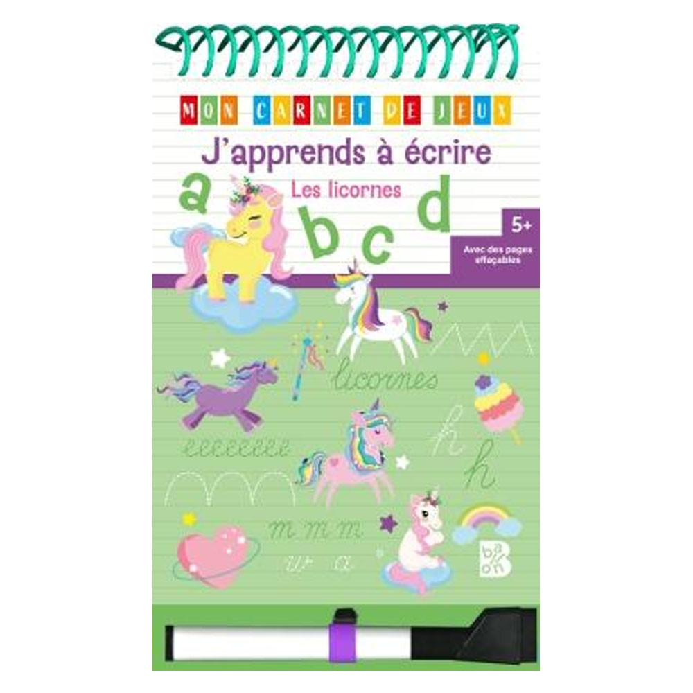 Mon carnet de jeux Les licornes. Avec 1 feutre effaçable
