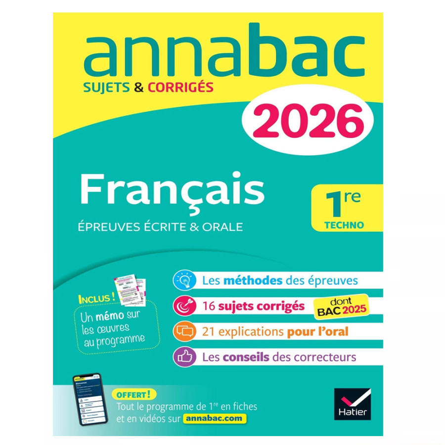 Annales du bac 2026 - Annabac Français 1re technologique