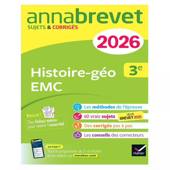 Annales du brevet 2026 - Annabrevet Histoire-géographie EMC 3e