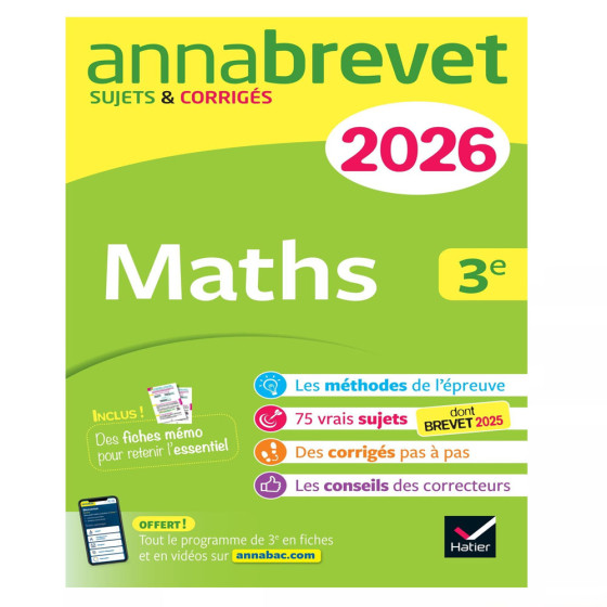 Annales du brevet 2026 - Annabrevet Maths 3e -...