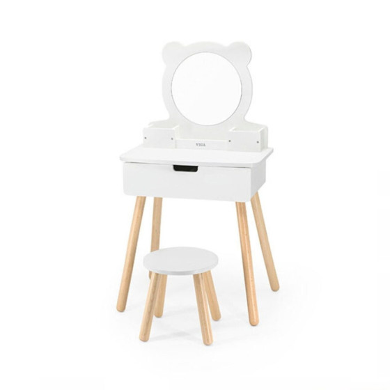 Grande coiffeuse et chaise en bois