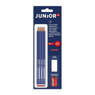 Blister de 6 crayons graphite Junior + 1 taille-crayon + 1 gomme