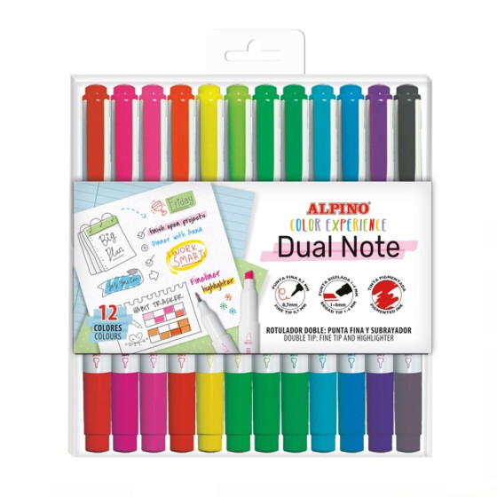 12 marqueurs Dual Note Alpino Color Experience